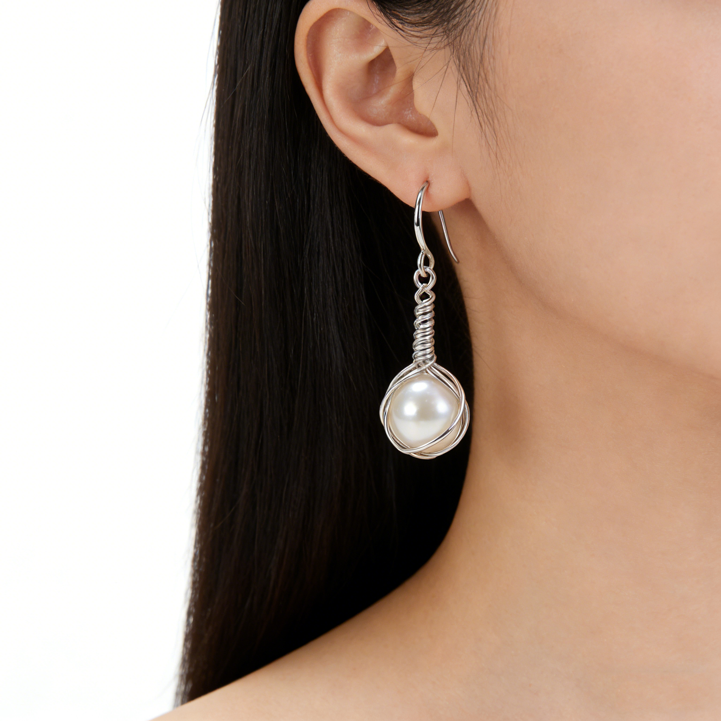 Fairy Feather Pearl Ear Hooks