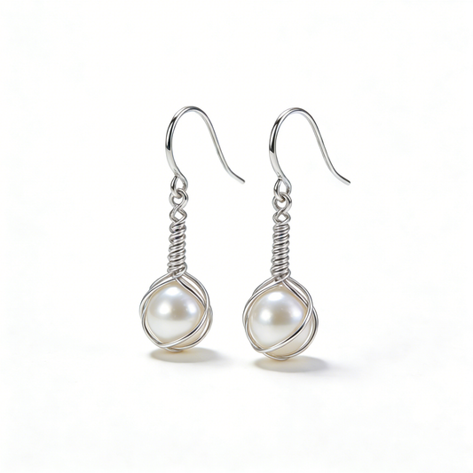 Fairy Feather Pearl Ear Hooks