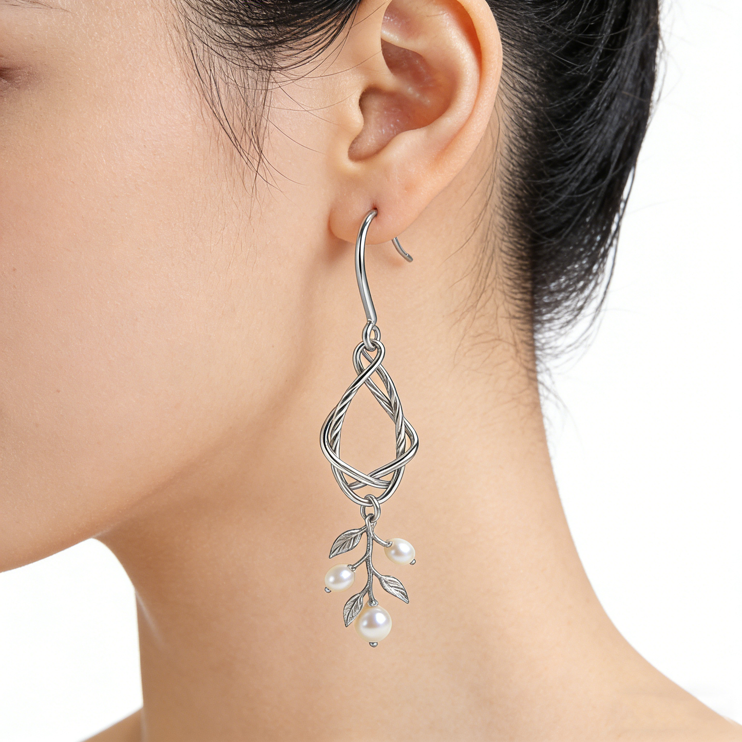 Forest Vine Pearl Ear Hooks