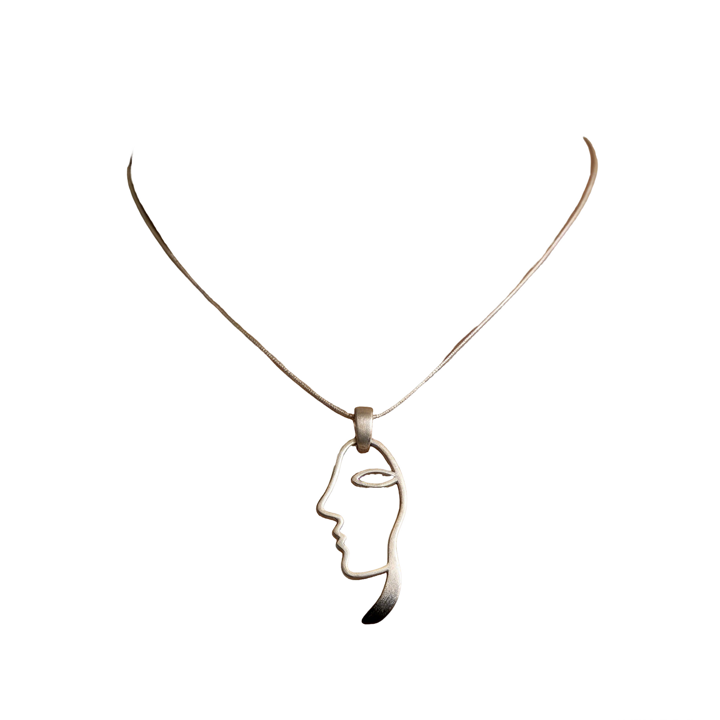 Abstract Face Silhouette Minimalist Art Pendant Necklace