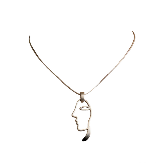 Abstract Face Silhouette Minimalist Art Pendant Necklace
