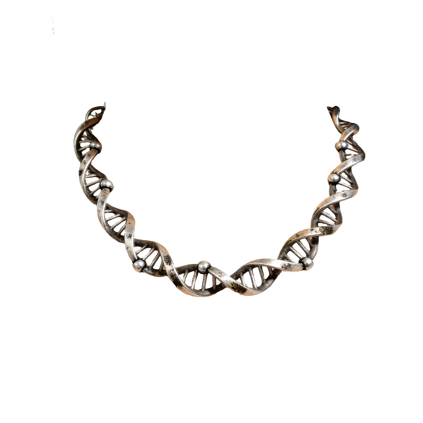 Vintage Silver DNA Double Helix Choker