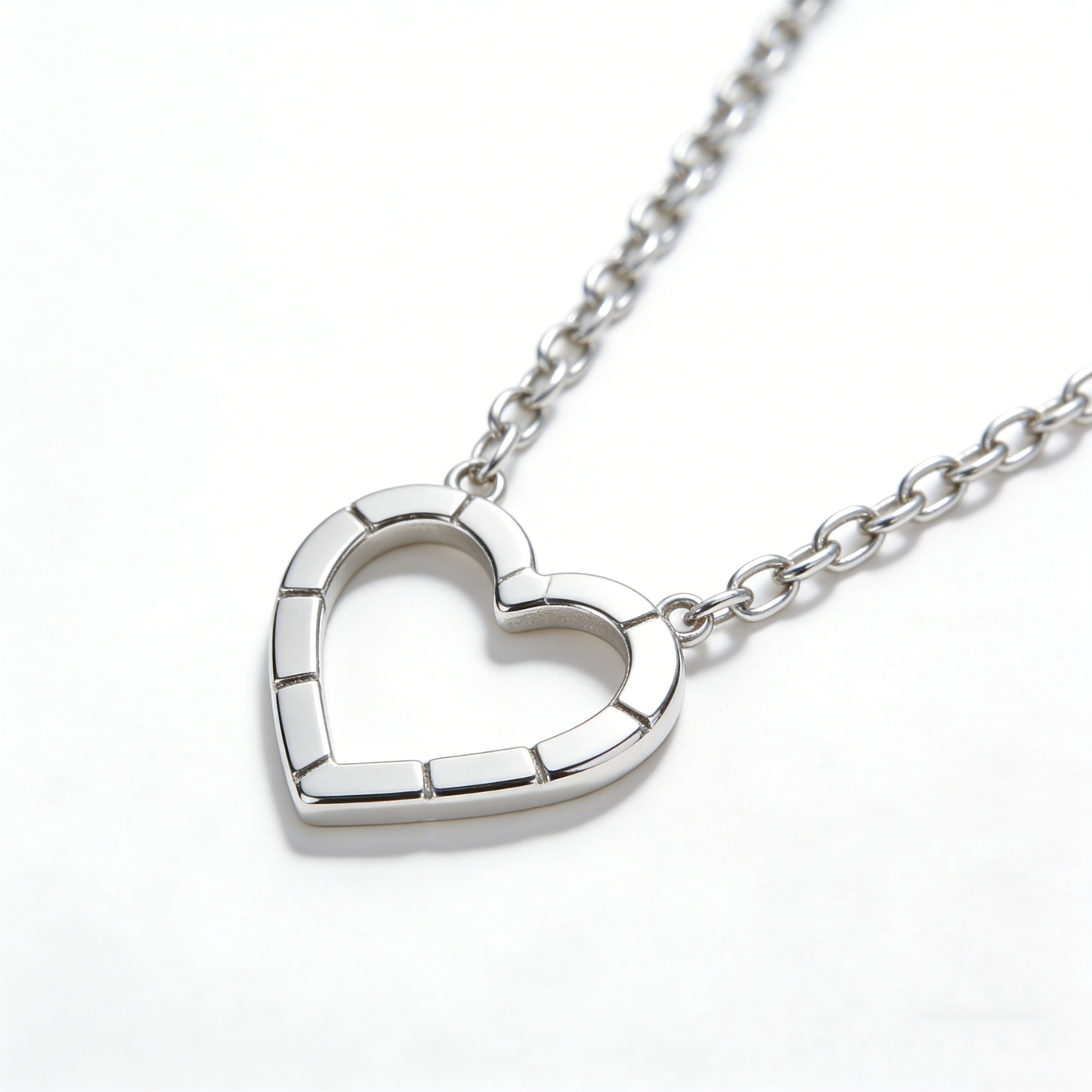 Hollow Patchwork Heart Pendant Minimalist Necklace