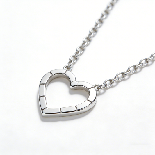 Hollow Patchwork Heart Pendant Minimalist Necklace
