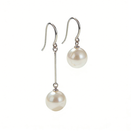 Asymmetric Single Pearl Long Earrings