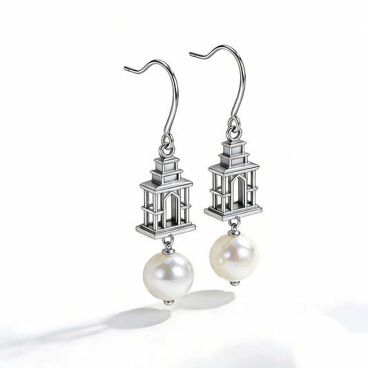 Retro Palace Lantern Pearl Drop Earrings