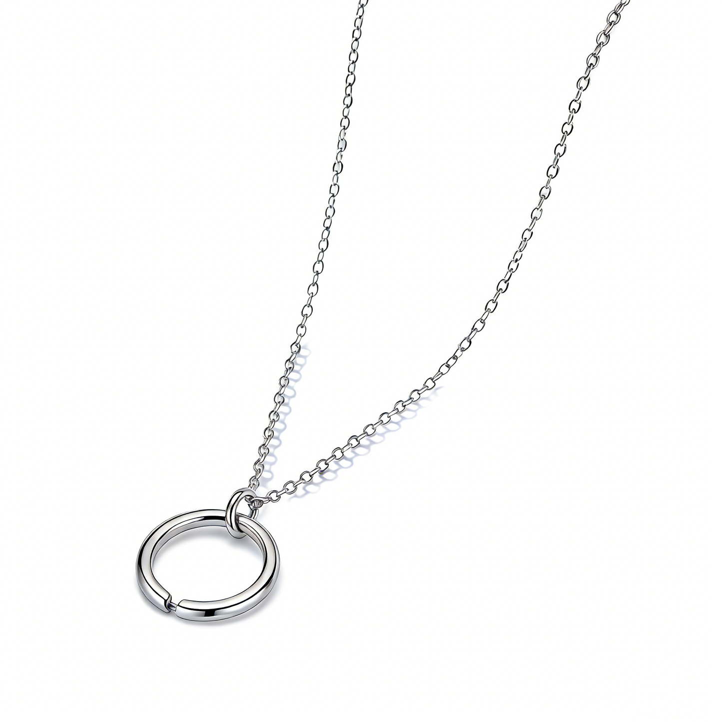Double Layer Thin Chain Circle Pendant Layered Necklace
