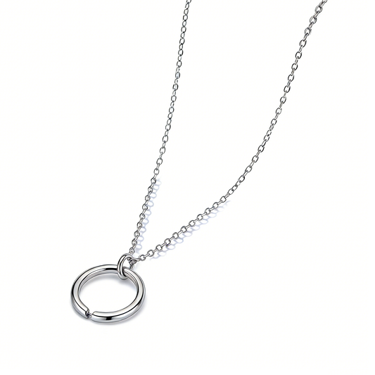 Double Layer Thin Chain Circle Pendant Layered Necklace