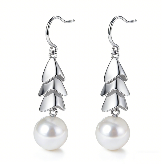 Minimalist Layered Cone Pearl Ear Hooks