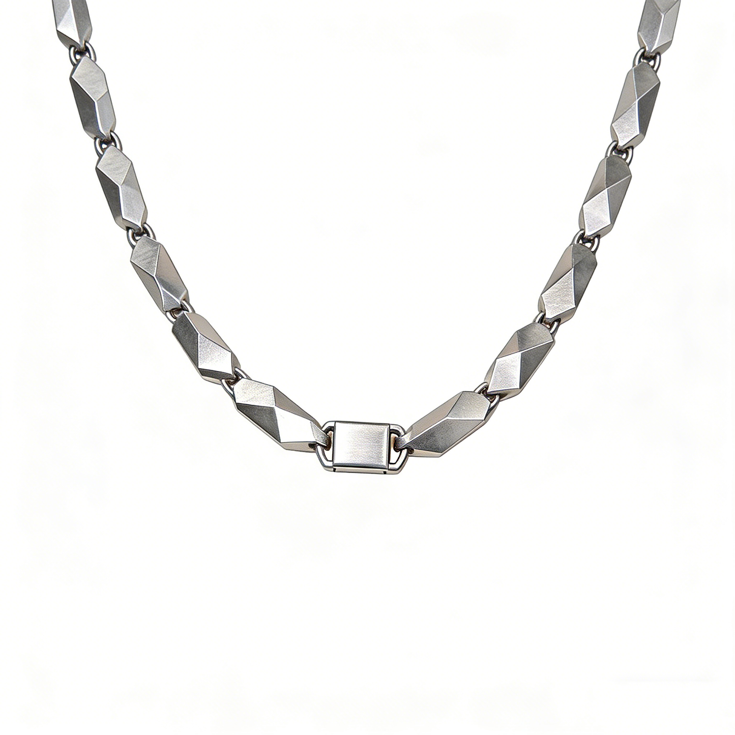 Faceted Geometric Square Patchwork Minimalist Style Necklace