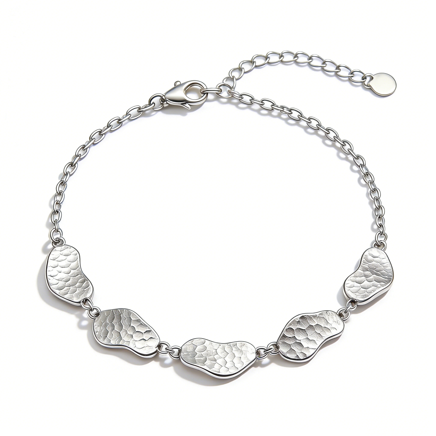 Hammered Irregular Metal Piece Patchwork Silver Bracelet